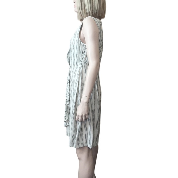 Calvin KLEIN Dress Rayon Blend Stripe Draped Pleated Ruffle Flounce Versatile - Picture 6 of 16